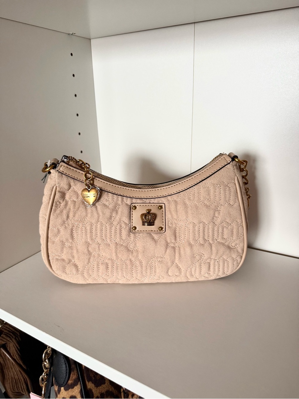 Juicy Couture “Totally Juicy” Logo-Embossed Shoulder Bag with Gold Hardware
